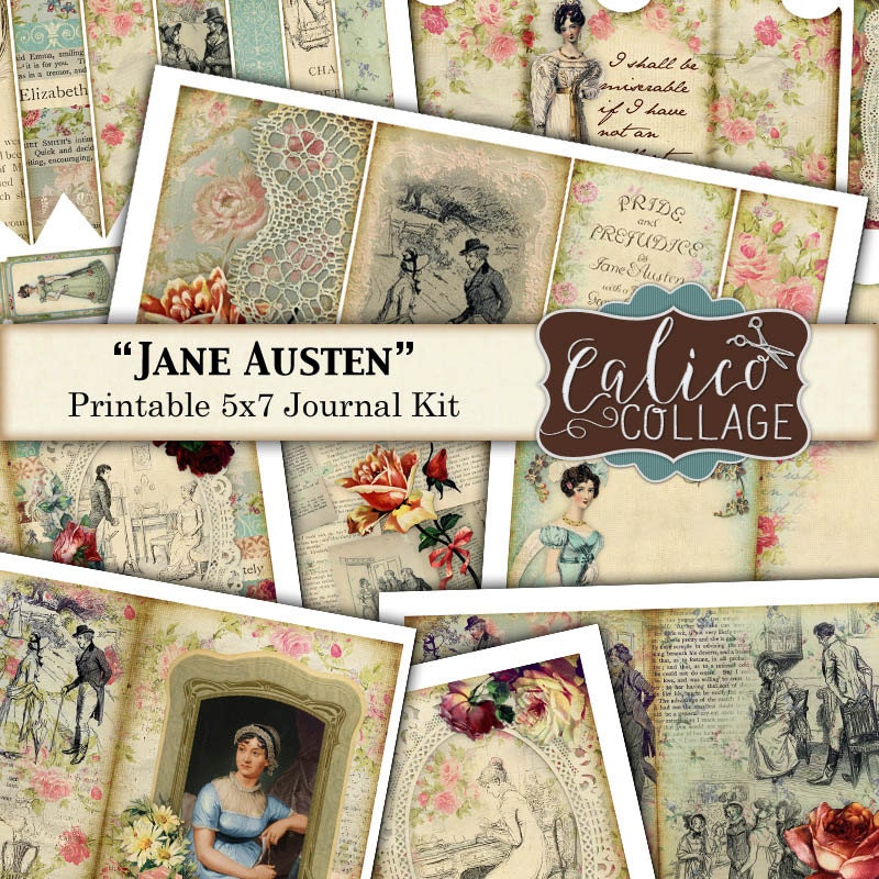 Jane Austen Printable Journal Kit Printable Paper 5x7