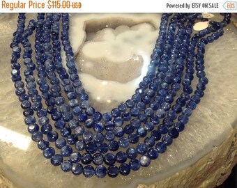 50% Mega Sale 7mm Blue Kyanite Coin Round Gemstone Beads