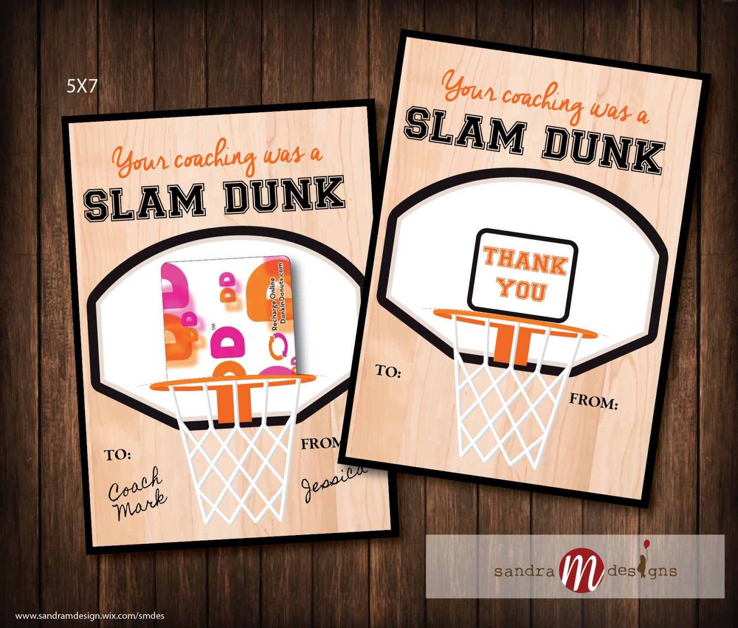 COACH GIFT: Printable 5x7 Slam Dunk Basketball Coach Gift Gift