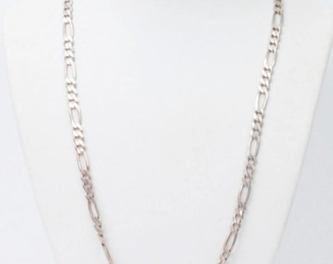 Sterling Silver Italian Figaro Chain Necklace 24 Inches Unisex