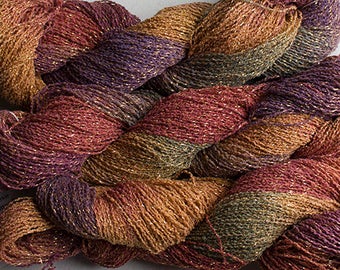 Sparkle, Hand painted fine cotton/metallic yarn, 300 yds - Old Brass