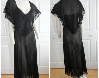 Long black negligee | Etsy