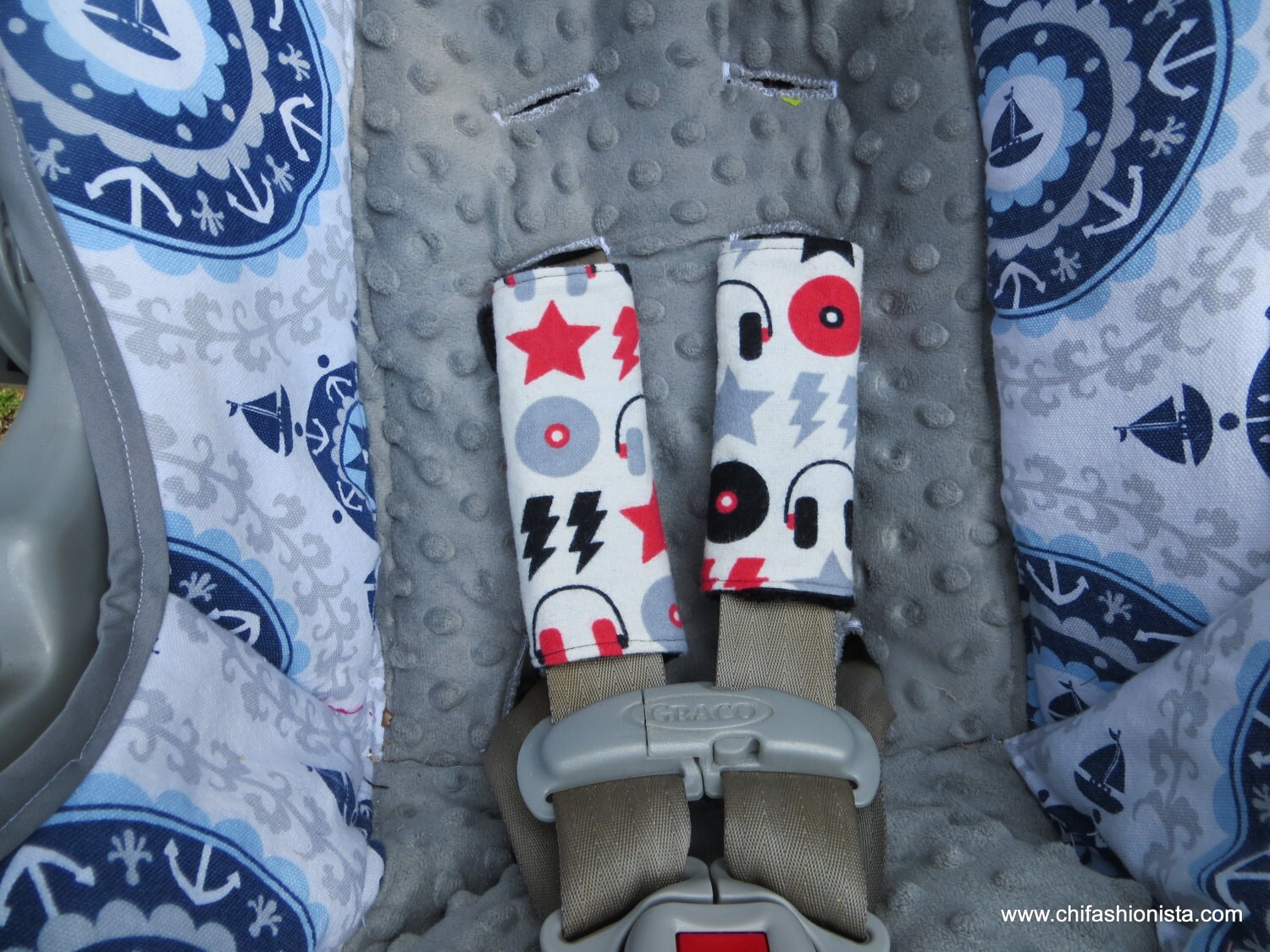 Record/Music/ Car Seat Strap Covers/ Reversable/Strap Covers/