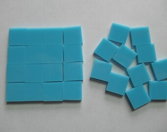 100 Pieces 1/2" x 1/2" Teal Blue Opaque Stained Glass Mosaic Tiles Hand cut Teal Blue Tile Solid Color Not Transparent