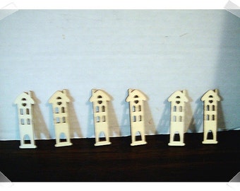 Unfinished Wooden Cutouts- Tiny Houses/ Set of 6/ Craft Supplies*
