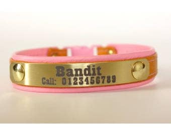 Cat collar personalized customized with engraved lightweight metal plate-choose your colors by Ruggit Collars