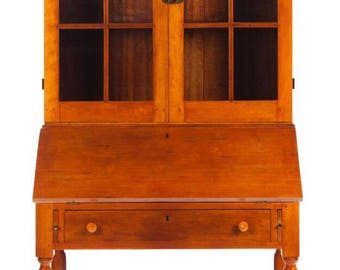 American Cherry Sheraton 2 Piece Bookcase Secretary Cabinet 79h39w23.5d Shipping is not free