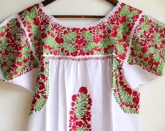Hand embroidered Mexican Wedding Dress by CasaOtomi on Etsy