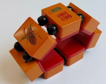 1940s vintage butterscotch Bakelite Mah Jong tile bracelet