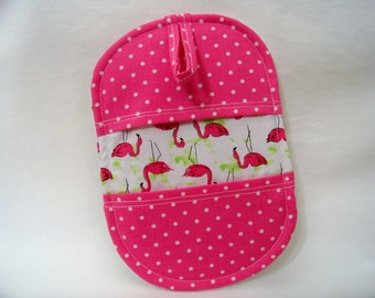 Pinch Pot Holder in Flamingos Flock - Hot Pad - Ready To Ship