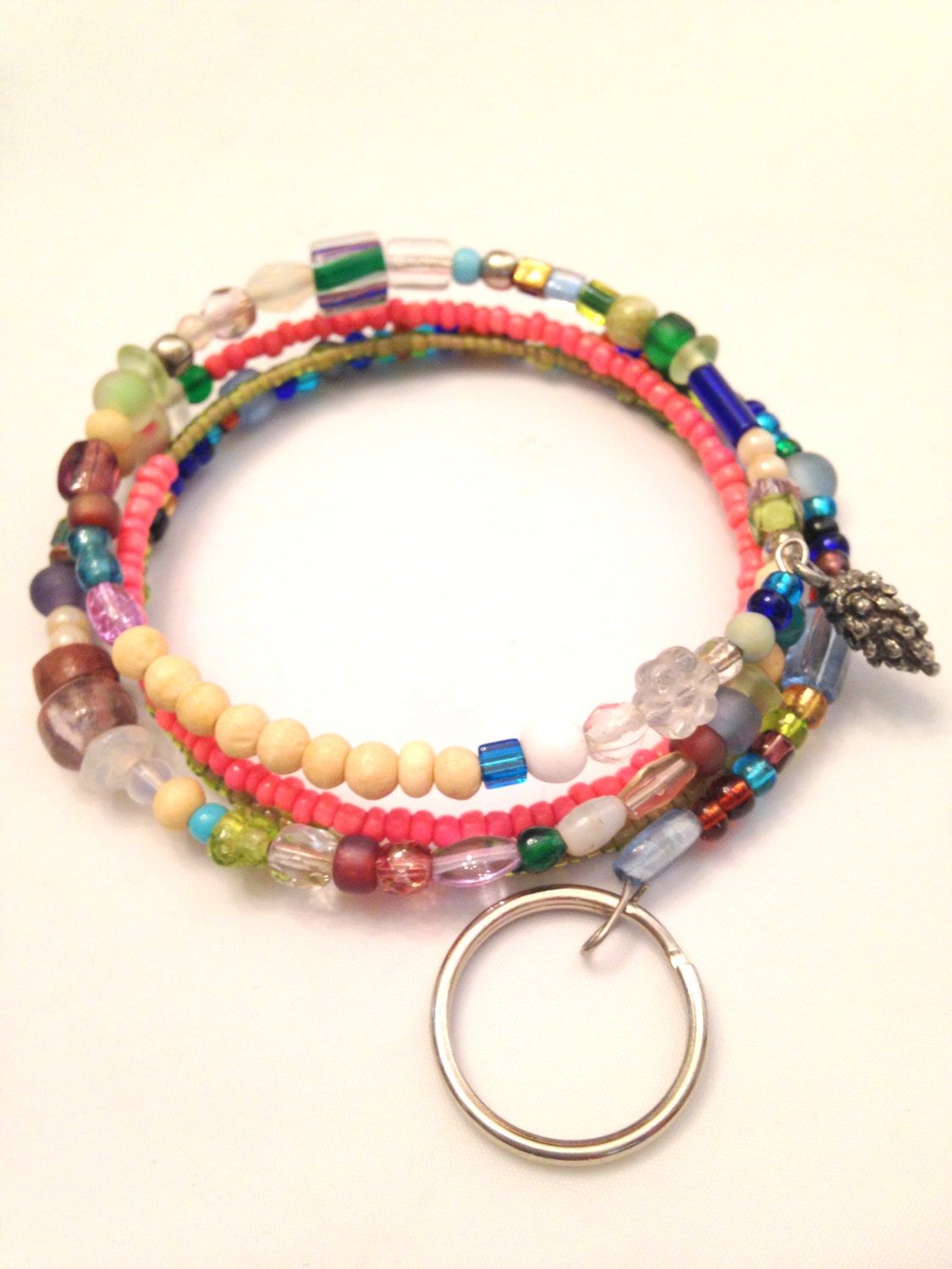 BOHO Beaded Key Holder Key Fob Key Bracelet by westhillstudiojewel