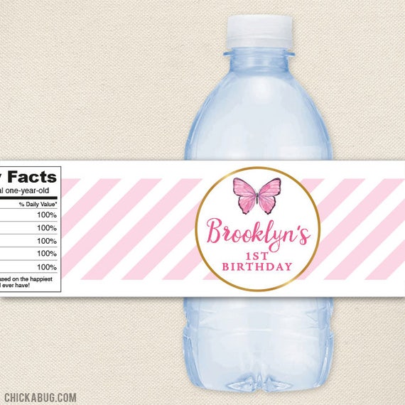 Butterfly Party - 100% waterproof personalized water bottle labels Il_570xn