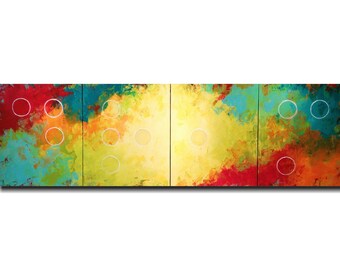 Original Large Abstract Braille painting - 20 X 64 Inches-by Artist JMJartstudio- HOPE -Wall art-wall decor - Red and orange custom