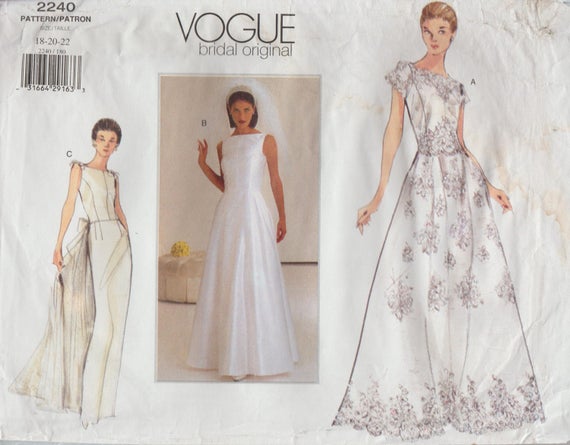 Vogue Bridal Original Sewing Pattern 2240 / Wedding Dress