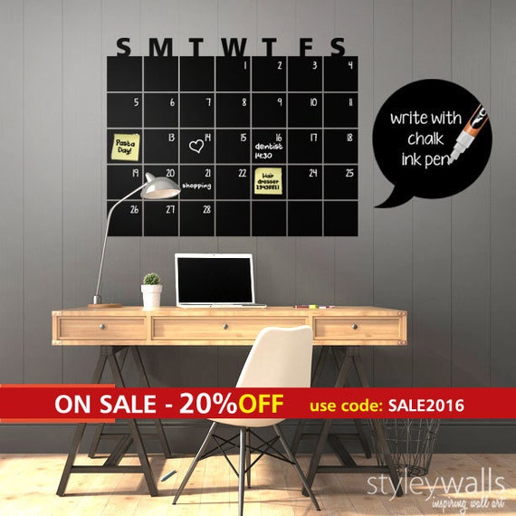 Chalkboard Calendar Wall Decal Chalk Board Wall by styleywalls