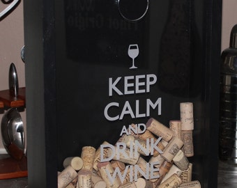 Keep Calm and Drink WINE/Cork Holder/Decor/Bar Decor/Mother's Day/Man Gift/Engraved/Wedding Gift