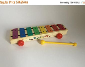 Vintage c. 1985 Fisher Price Xylophone Musical Instrument Toy with Hammer