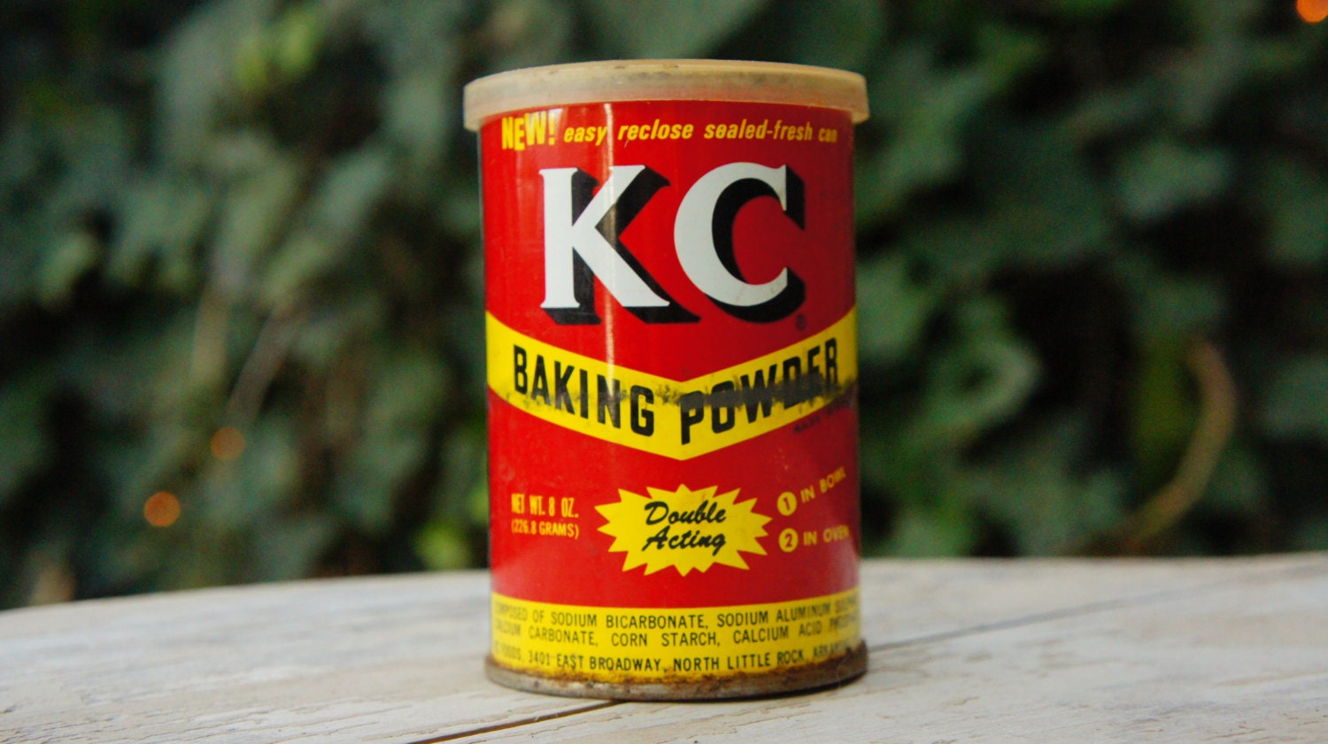 Vintage 50s KC Baking Powder Tin Canister Retro Mid Century