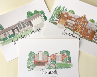 Custom Home Watercolor Painting