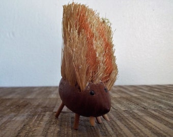 Vintage Danish Modern Teak Hedgehog Porcupine Boar Figurine