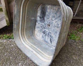 Vintage galvanized Sink wash tub laundry garden industrial large square basin bin farmhouse salvage supplies