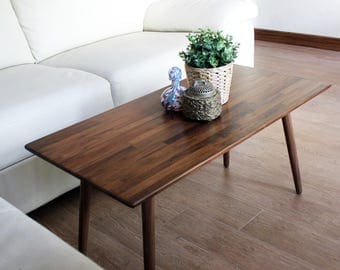 Classic Walnut Coffee Table - Modern Wood Furniture Mid Century Eames Style Hardwood Design