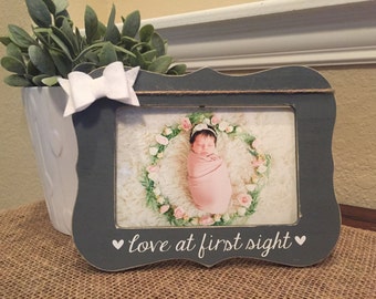 Love at first sight frame Personalized custom picture frame gift new baby frame pregnant baby ultrasound frame frame baby frame new mom gift