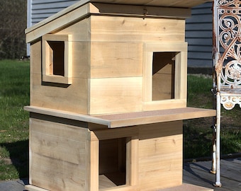 Cat House Outdoor Cat Shelter Condo For Your Rescue Cat-Comfy Insulated For your Kitten-The Best Cat Lover Gift
