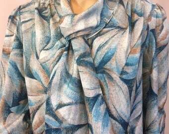 Vintage Bow Tie Blouse/ 1980's Stranger Things/ Barb Costume/ Ladies Medium/ Large