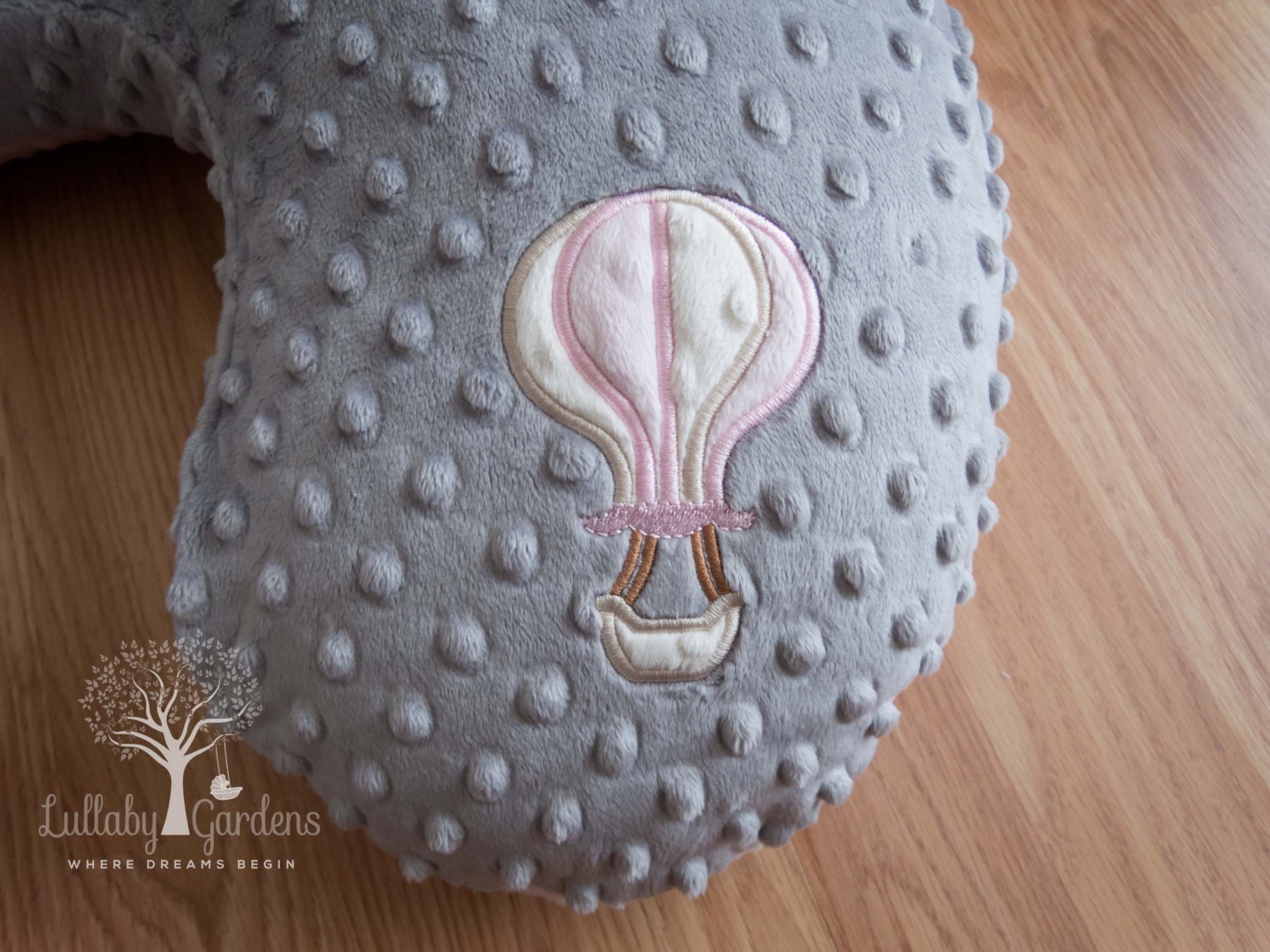Personalized Minky Boppy Cover Appliqued Hot Air Balloon