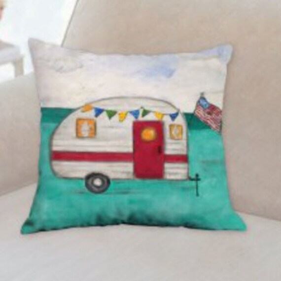 Items similar to Camping Pillow, Happy Camper Pillow, Glamping