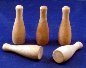 Vintage Miniature Wooden Bowling Pins, 1960s (set of 5)