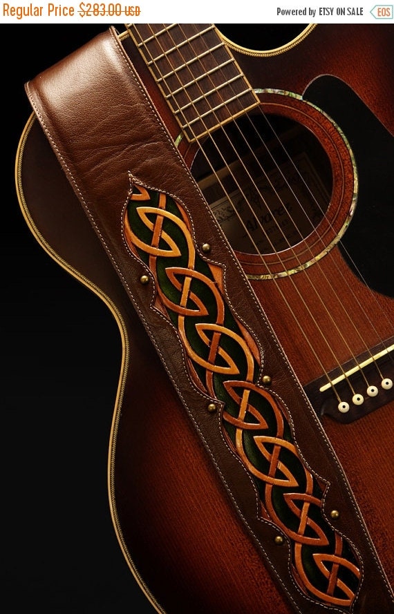 SALE Custom Leather Guitar Strap Celtic by EthosCustomBrands