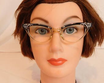 Vintage Styl-Rite Cat Eye Glasses, 50's Black Eyeglass Frames