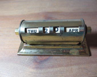 Vintage Brass Perpetual Calendar, Office, Home Decor, Staging, Park Sherman, CAL2