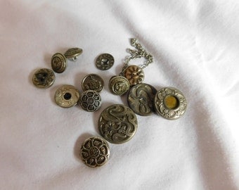 Vintage Lot of Metal Buttons for Craft or Re-purpose B 206