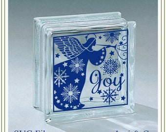 Christmas Angel SVG File, Glass Block SVG cut file, Glass Blocks, vinyl cutting, cards, iron on transfer, Christmas crafts