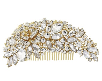 Gold Hair Comb, gold hair comb, bridal hair comb, Bridal Hair Accessory, vintage style comb, trailing hair comb, bridal hairpiece, silver