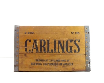 Vintage Wood Beer Crate / Carlings Brewing Company Beer Crate / Industrial Decor