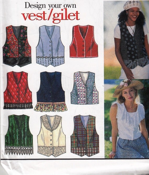 Simplicity 9058 Womens Sewing Lined Vest Design Your Own