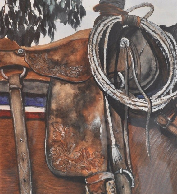 Old Saddle western decor cowboy decorating framed reclaimed
