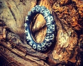 Mens Solid 925 Sterling Silver Earth Fleur De Lis Stack Ring with a Raised Dagger Design and Antiqued Finish