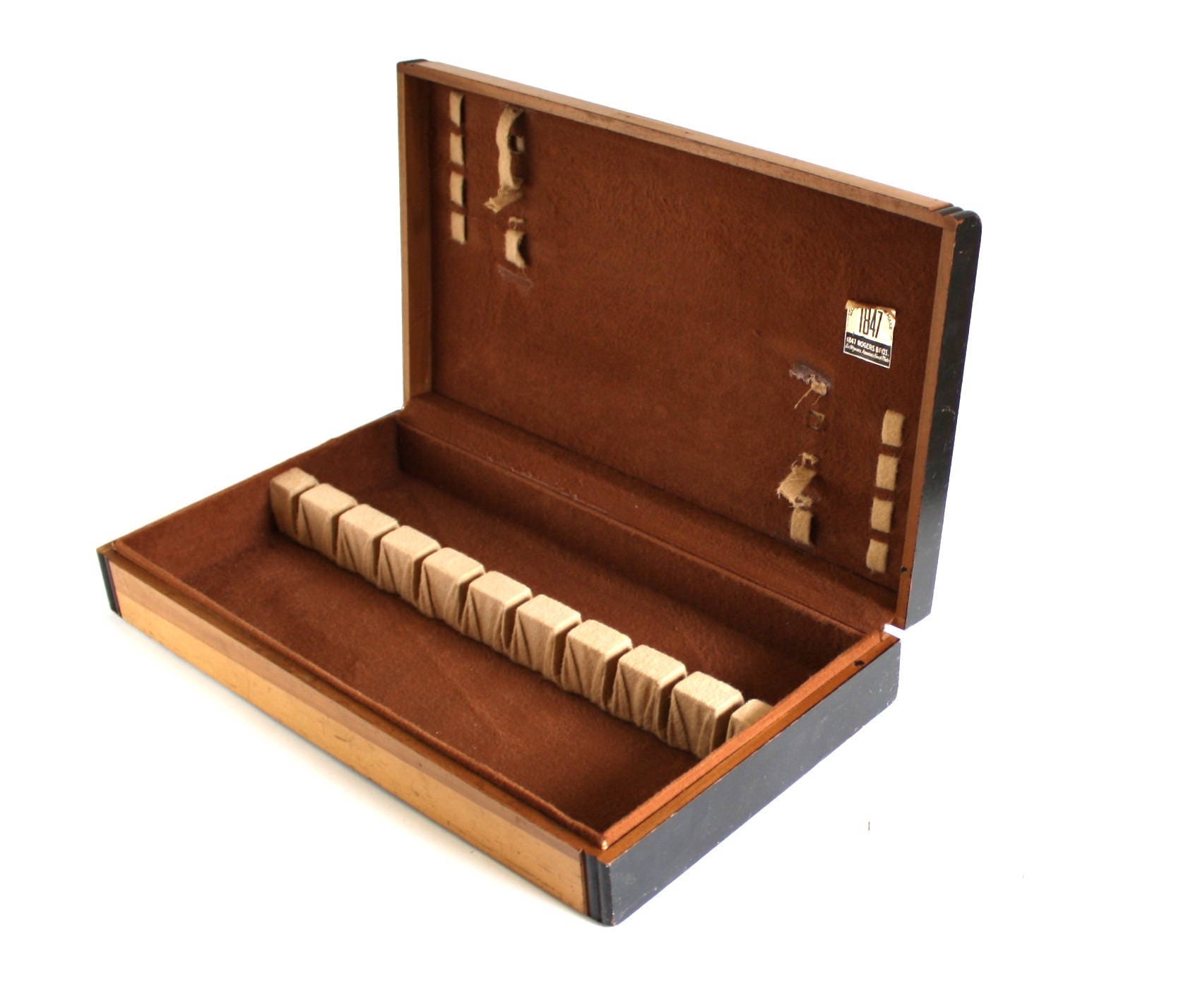 Empty Flatware Chest Wood Silverware Storage Box Case asis