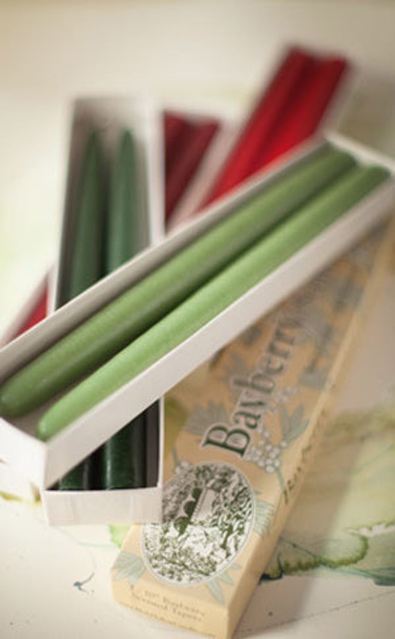 Bayberry Taper Candles with Traditional Bayberry Legend