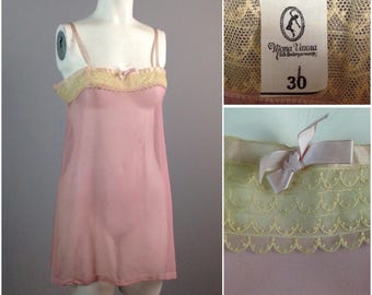 Vintage 1920s 1930s Pink Silk Sheer Sleeveless Pajama Blouse Top Lingerie / Women's Small / Art Deco Pajama Nightie Top Lounge