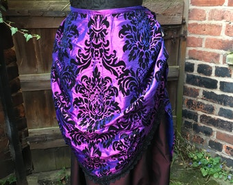 Purple flock taffeta bustle skirt (waist 46")