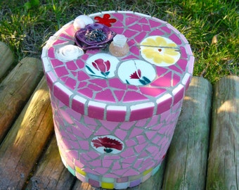 Boite à Bijoux en Mosaique - Rose Mosaic Jewelry Box - Broken Clay Mosaic