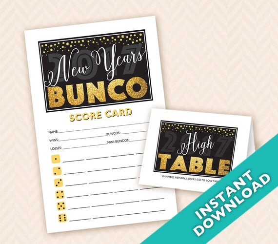 New Years Bunco Printable Winter Bunco Score and Table Card
