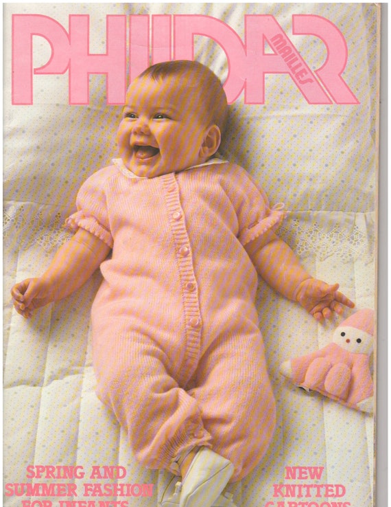 1980s - Phildar Mailles Number 83 Vintage Knitting Crochet Patterns Baby Infant Boy Girl Blanket Coverall Wrap Top Crawler Pants Bib Booties