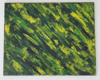 Green & Yellow Abstract Palette Knife Painting